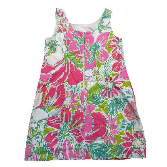 LILLY PULITZER Pink White Tropical Floral Print 100% Cotton Cathy Shift Dress 12 - Picture 8 of 9